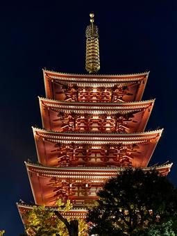 夜のライトアップされた浅草 夜のライトアップされた浅草 浅草,浅草寺,東京の写真素材
