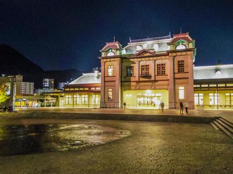 【福岡県】北九州市・門司港駅 門司港駅,夜,夜景の写真素材