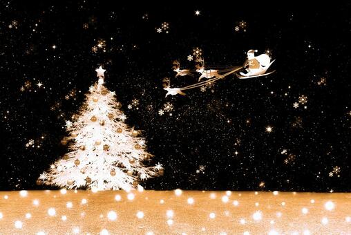 クリスマス素材/ツリーとサンタクロース クリスマス,クリスマスツリー,サンタクロースの写真素材