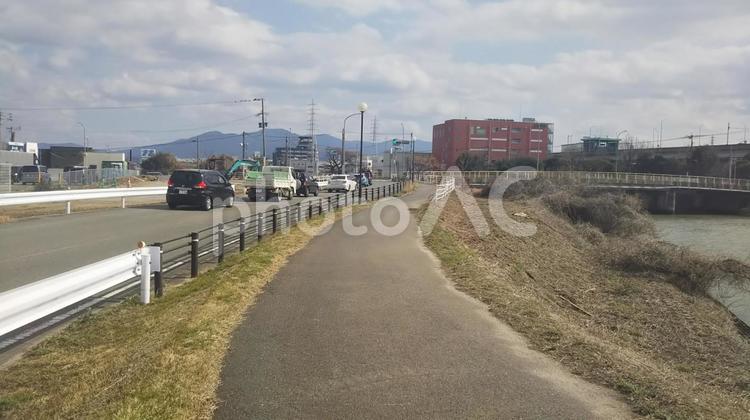 川沿い - 東区 多々良 川沿い,歩道,交通の写真素材