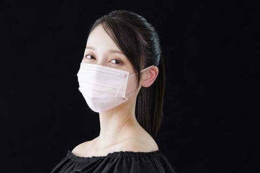 一個戴著顏色接近膚色的面具的女人, JPG 一個戴著顏色接近膚色的面具的女人, 面膜, 女子, 時尚, JPG