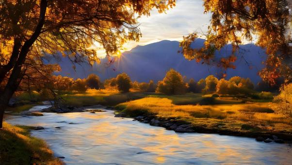 beautiful autumn sunrise, JPG beautiful autumn sunrise, autumn, chuan, nostalgic, JPG