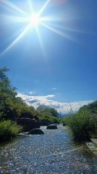 太陽と川面の煌めき 太陽と川面の煌めきの写真