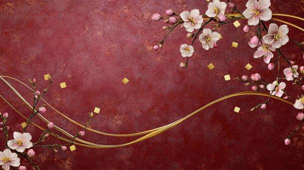 梅と金の華やか背景 梅と金の華やか背景の写真