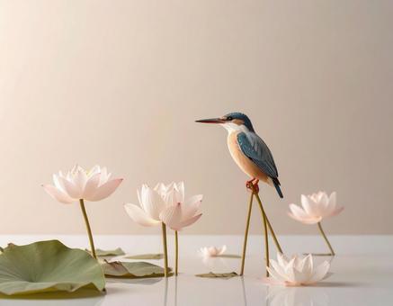 カワセミ 蓮の花 カワセミ 蓮の花の写真