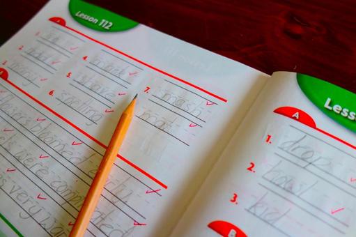 英語の宿題 英語の宿題 勉強,英語,子どもの写真素材