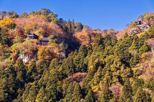 晩秋の山寺 奥の細道,松尾芭蕉,山寺の写真素材
