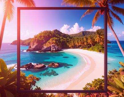 海の風景とフレームの夏イメージ 海の風景とフレームの夏イメージの写真