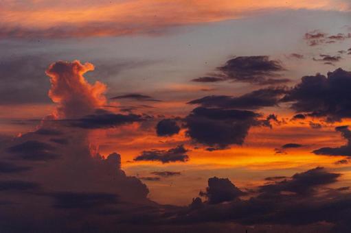 Orange clouds at sunset, JPG