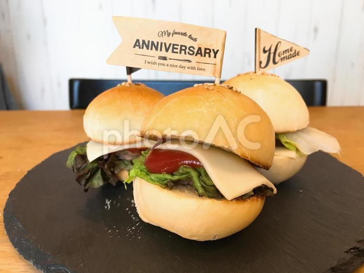 手作りハンバーガー ハンバーガー,手作り,フードの写真素材