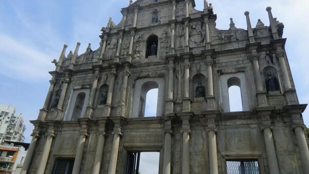 マカオの世界遺産 聖ポール天主堂跡 聖ポール天主堂跡,マカオ,ファサードの写真素材
