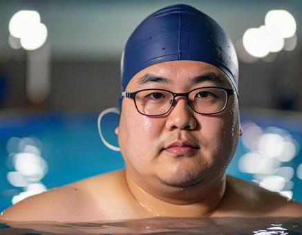 スイミング体験をする男性 スイミング体験をする男性の写真