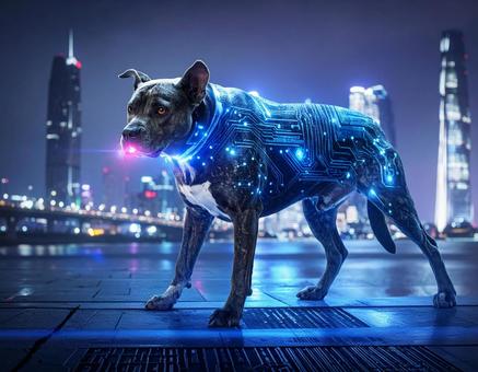 戌年フォト・未来都市を守る犬 戌年フォト・未来都市を守る犬の写真