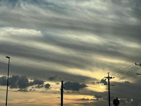 秋の夕暮れ 秋,空,雲の写真素材
