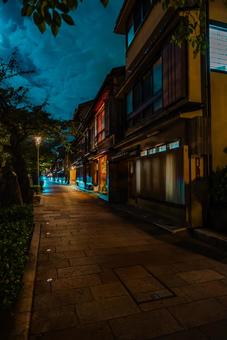 【石川】夜のひがし茶屋街 ひがし茶屋街,石川,金沢の写真素材