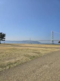 橋の見える海辺の公園 橋の見える海辺の公園 park,空,海の写真素材