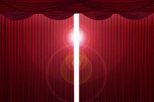 緞帳に当てるスポットライト8 舞台幕,ベルベット,背景の写真素材