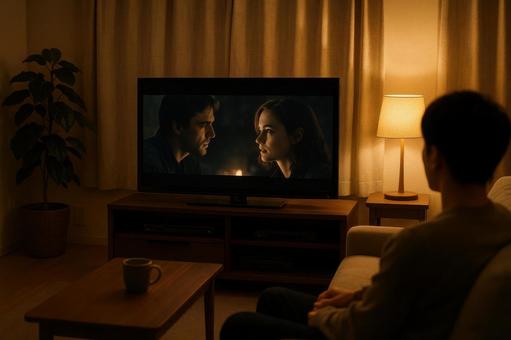 液晶テレビで映画鑑賞 液晶テレビで映画鑑賞の写真
