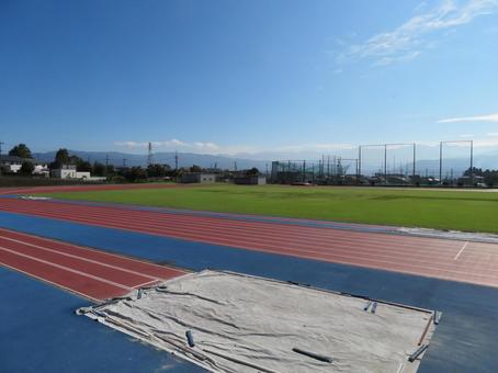 陸上競技場 跳躍場,フィールド,伊那市陸上競技場の写真素材