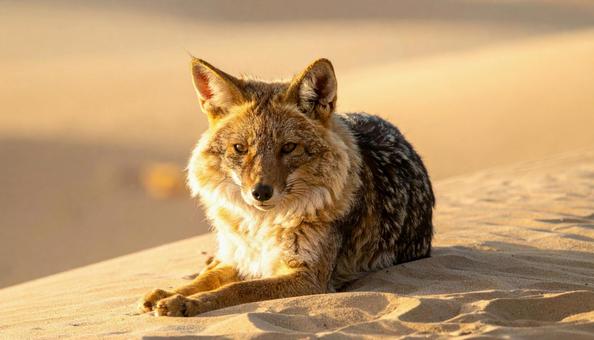 砂漠に佇むキツネの野生風景 砂漠に佇むキツネの野生風景の写真