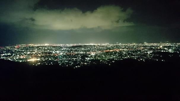 Photo, night view, japan, mountain, 