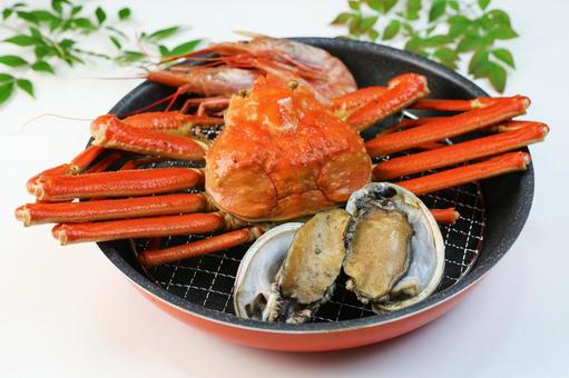 海鮮盛り合わせ バーベキュー,磯焼き,焼き物の写真素材