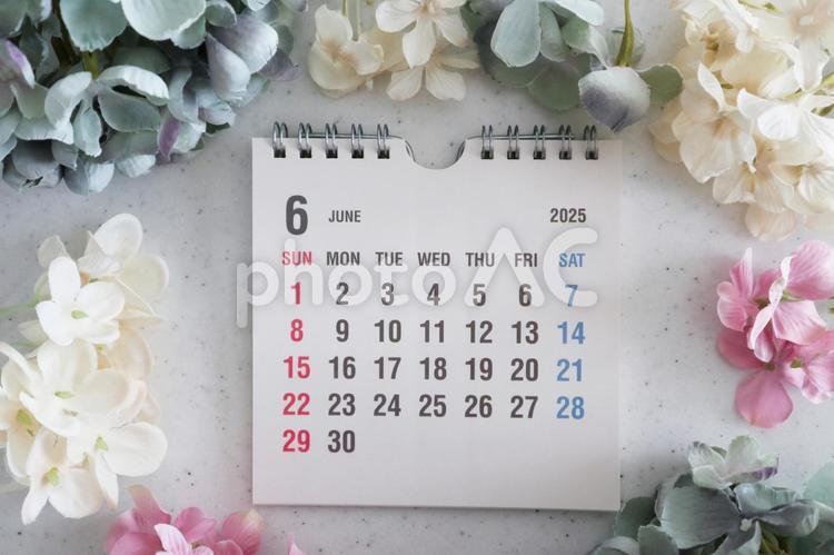 2025年6月のカレンダー素材 カレンダー,2025年6月,6月の写真素材