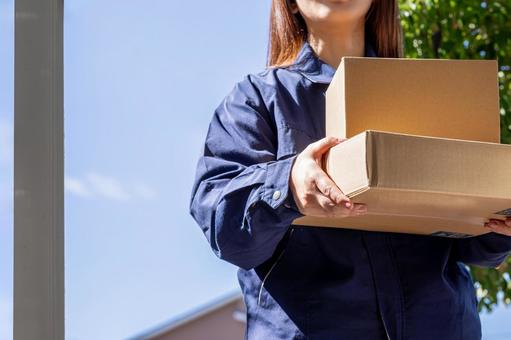 荷物を運ぶ女性配達員 荷物を運ぶ女性配達員 配達員,女性,宅配の写真素材