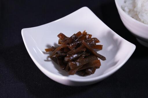 きゃらぶき（蕗の佃煮）とご飯 きゃらぶき,蕗,佃煮の写真素材