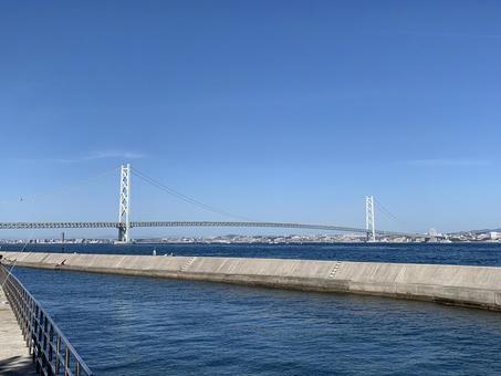 絵島から見た明石海峡大橋 明石海峡大橋,絵島,おのころ島の写真素材
