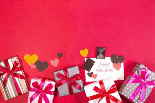 赤背景のバレンタインデザイン バレンタイン,2月14日,プレゼントの写真素材