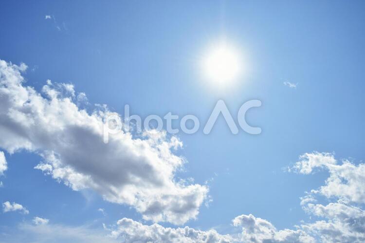 太陽　青空　空　自然　素材 空,美しい,太陽の写真素材