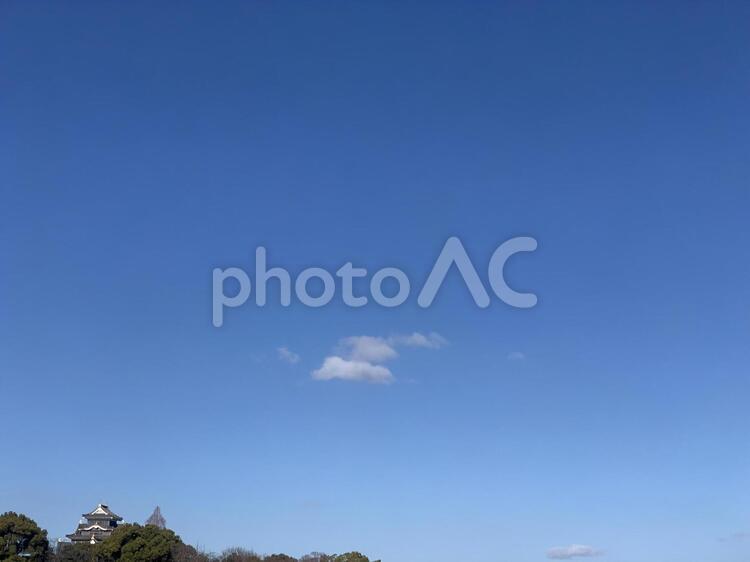 お城が見える風景 空,何人もありません,屋外での写真素材