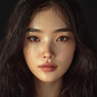 魅力的な瞳を持つ東洋人女性のアップ 魅力的な瞳を持つ東洋人女性のアップの写真