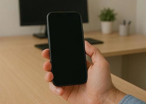 スマホを持つ男性 5 スマホを持つ男性 5の写真