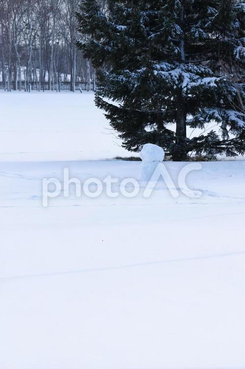 雪だるまのある風景 雪だるま,雪,冬の写真素材