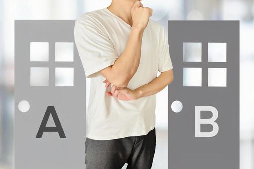 男性と2つの選択肢のドア 男性と2つの選択肢のドア 選択,男性,選択肢の写真素材