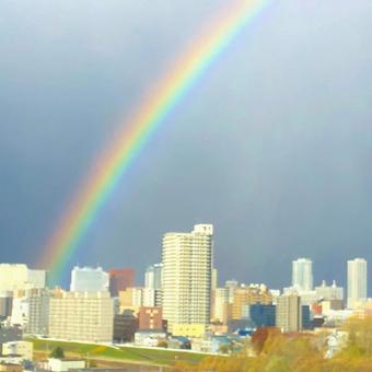 雨上がりの虹 雨上がりの虹の写真