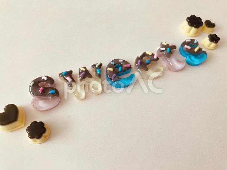 sweetsの文字とプリン sweets,チョコ,甘いの写真素材