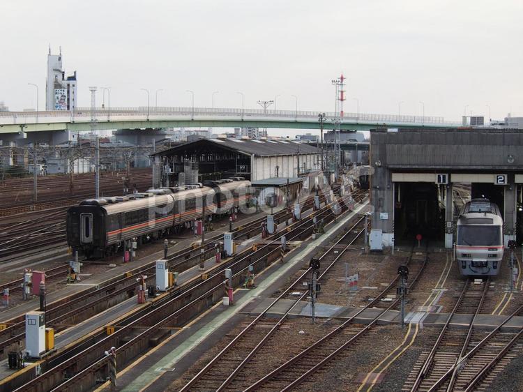 跨線橋からの風景 線路,レール,鉄道の写真素材