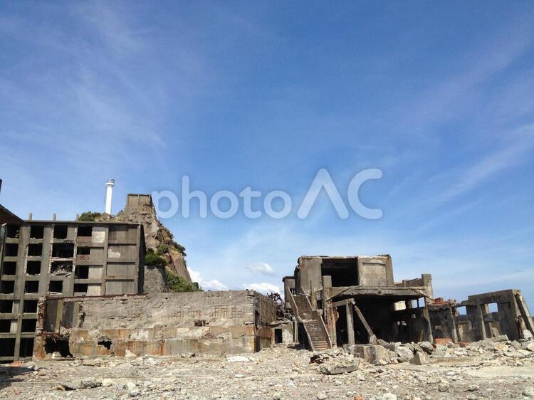 「軍艦島」長崎の世界遺産2 軍艦島,長崎,世界遺産の写真素材
