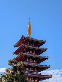 浅草寺　五重塔の写真