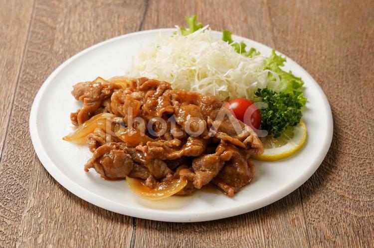 豚しょうが焼き 豚生姜焼き,豚しょうが焼き,豚こま切れ肉の写真素材