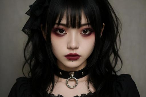 ゴシックメイクの若い女性のポートレート ゴシックメイクの若い女性のポートレートの写真