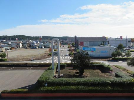矢板駅東口の風景 矢板駅,東口,ロータリーの写真素材