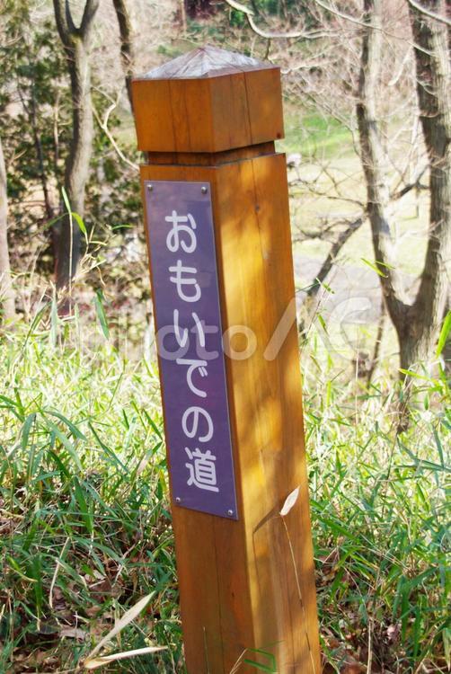 「おもいでの道」の標識 思い出,散歩,懐かしいの写真素材