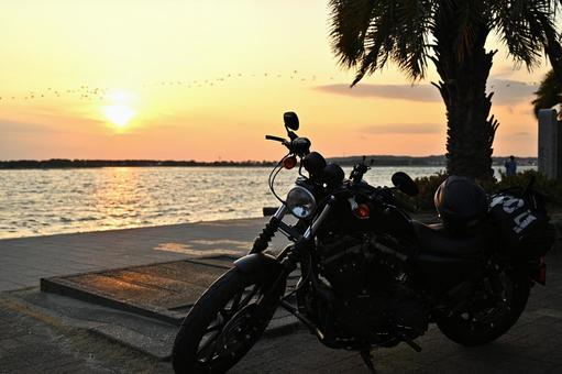 バイク旅のイメージ バイク旅のイメージ 浜名湖,バイク旅,アメリカンバイクの写真素材
