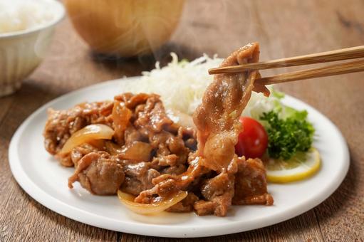 豚しょうが焼き 豚しょうが焼き 豚生姜焼き,豚しょうが焼き,豚こま切れ肉の写真素材