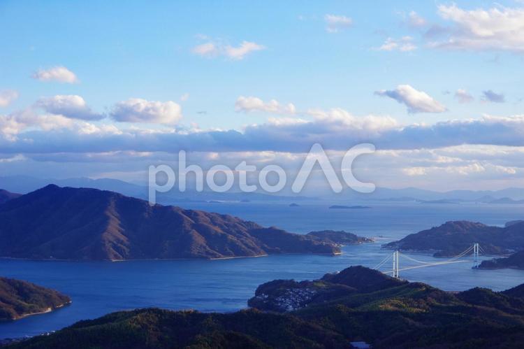 瀬戸内海　安芸灘大橋　海　青空　島 瀬戸内海,安芸灘大橋,鉢巻山展望台の写真素材
