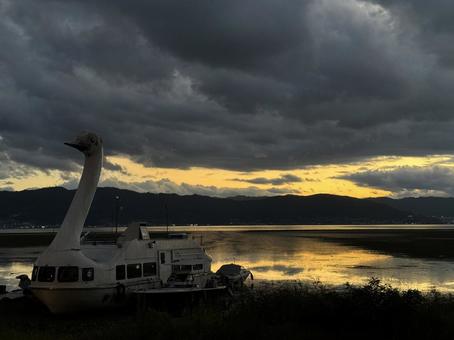 諏訪湖 諏訪湖,湖,風景の写真素材